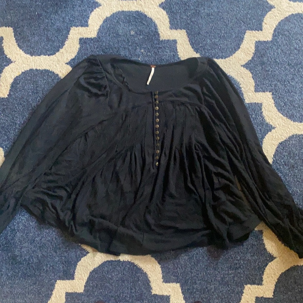 Free people waffle knit babydoll top